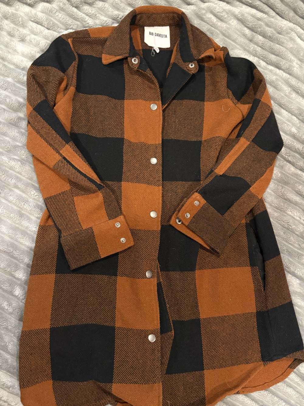 BB Dakota Black & Brown Plaid Button-Down Fall Jacket
